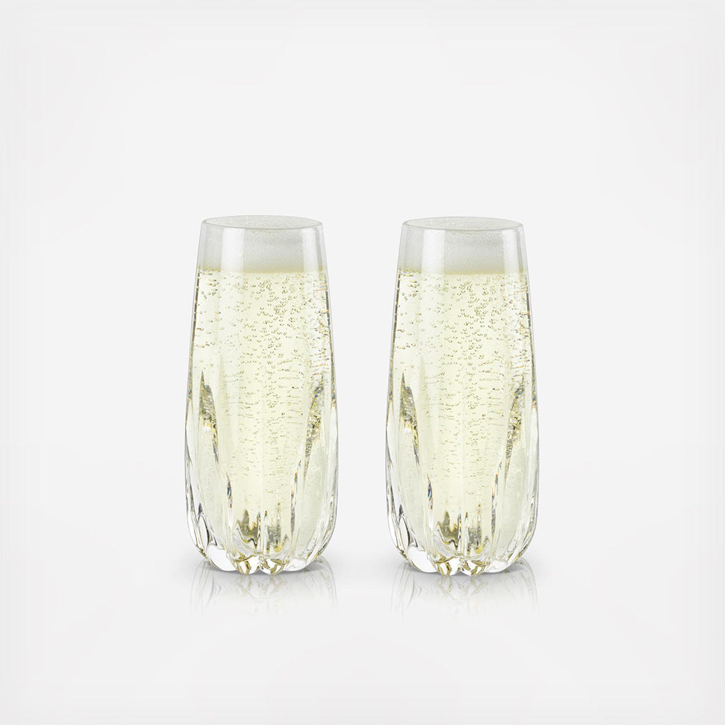 VISKI Crystal Cactus Champagne Flutes, set of 2
